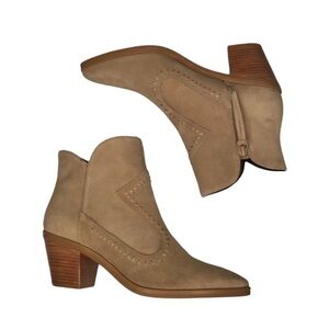 Rebecca Minkoff Lulu Bootie in Taupe Oiled Suede.